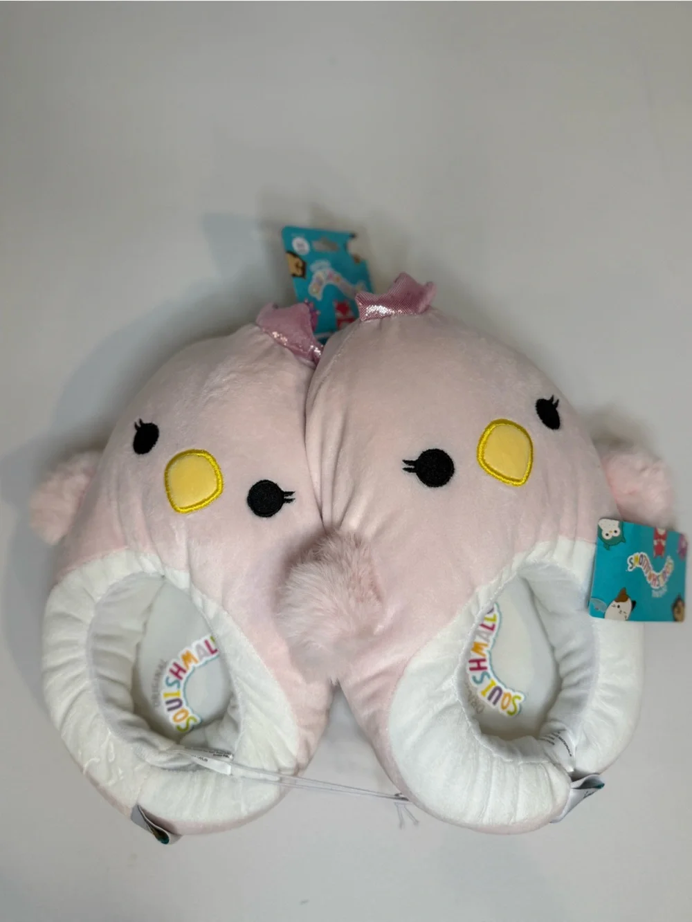 Squishmallows Pink Chick Plush Slippers Size 4-5 NWT